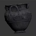 Ancient Clay Vase With Intricate Decorations And Multiple Handles 3d model