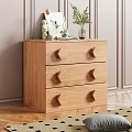 Dark Brown Wooden Dresser with Three Drawers Hexagonal Handles and Decorative Top
