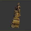 Ornate Classical Gold Clock With Intricate Carved Base And Female Sculptural Design