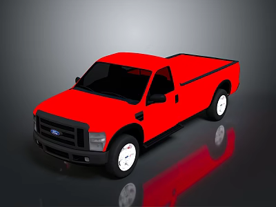 Red Ford Pickup Truck With Black Accents And Reflective Exterior Design 3d model