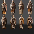 2D Coat Characters Shaolin Abbot Shaolin Temple Eminent Monk Holy Monk Temple Monk Coat Man 3d model