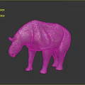 Grey Rhinoceros Game Movie Character With Red Eyes And 3D Model Design
