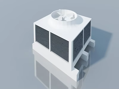 Industrial White Swing Door Equipment Featuring Top Fan and Side Grilles 3d model