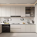 Modern Kitchen Interior Design With White Cabinets Countertop Appliances And Potted Plant