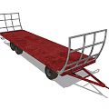 Red Flatbed Utility Trailer With Metal Frame Rails And Transport Wheels