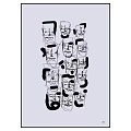 Abstract Black And White Artwork With Multiple Abstract Faces Lines And Shapes