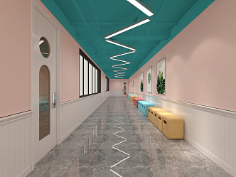 Modern corridor dance training corridor 3d model