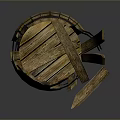 Vintage Broken Wooden Barrel as Daily Household Storage Item with Iron Hoops