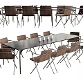 Modern Office Conference Table With Wooden Top And Metal Frame Chairs Setup