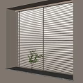 Wooden Venetian Blinds In Modern Room With Green Plant In Vase On Window Sill