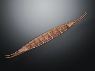 Traditional Wooden Canoe with Slender Hull and Lattice Interior Design as Classic Water Transportation 3d model