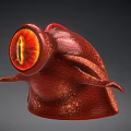 Red Fantasy Creature 3D Model With Glowing Eye And Sculpted Features 3d model
