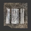 Weathered Wooden Picnic Table With Benches On Outdoor Dirt And Gravel Ground