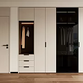 Modern White Wardrobe Interior Design With Glass Doors Clothing Hanging Area And Drawers