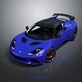 Blue Sports Car Featuring Black Roof Rear Spoiler Sleek Design And Shiny Wheels