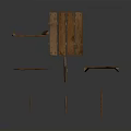 Unassembled Wooden Chair Parts With Scattered Planks And Frames On White Background