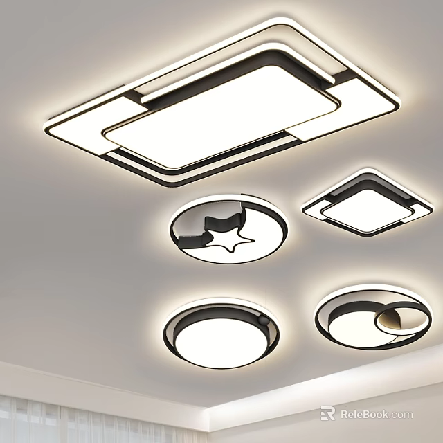 Modern Ceiling Lights With Various Shapes Square Round Design For Interior Lighting 3d model