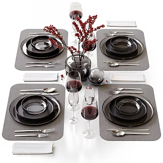 Modern Tableware Combination 3d model