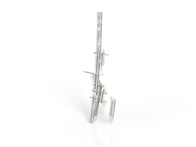 Heavy Duty Metal Industrial Equipment With Tower Structure And Mechanical Components 3d model