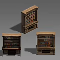 Wooden Bookcases with Multiple Shelves Filled with Colorful Books Classic Design for Home Library