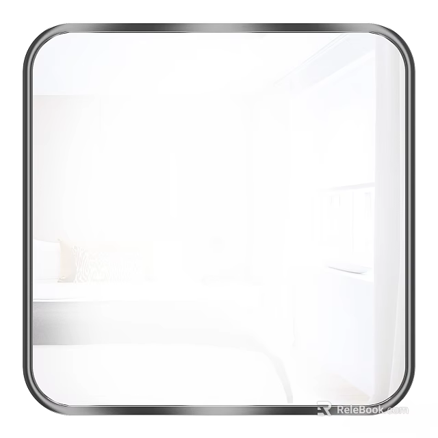 Contemporary Mirror With Sleek Black Frame For Modern Bedroom Interior Decor 3d model 