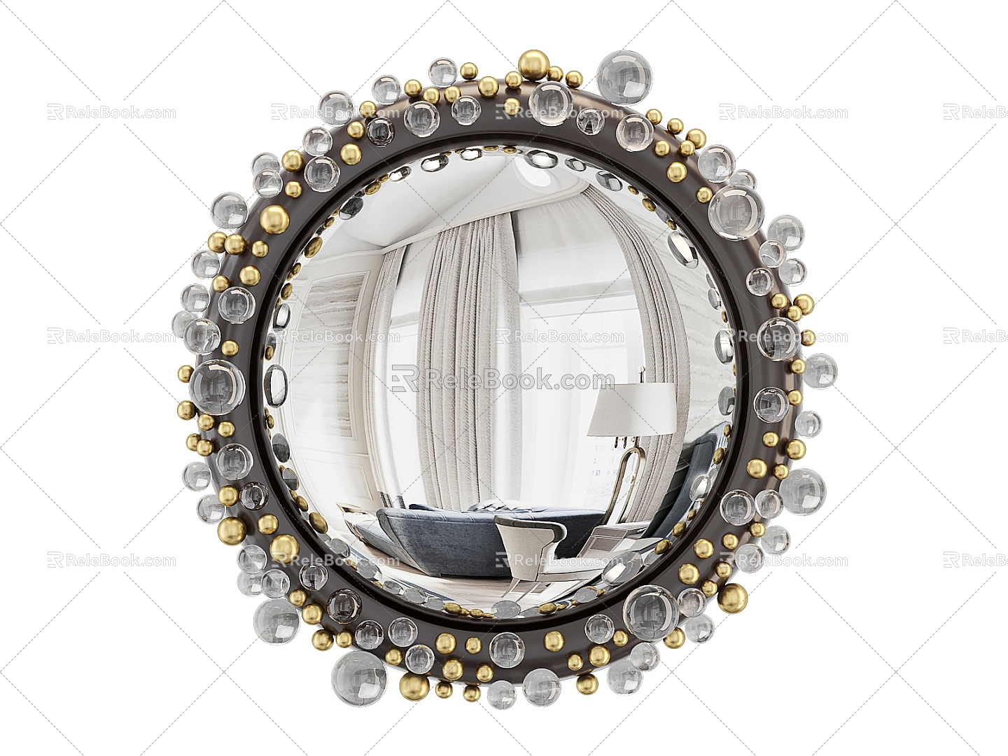 European-style retro decorative mirror cosmetic mirror mirror 3d model