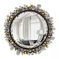 Round Decorative Mirror With Ornate Gold Silver Frame And Interior Reflection 3d model