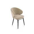 Modern Beige Upholstered Single Chair with Black Metal Legs for Living Space