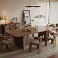 Wooden Dining Table Set With Matching Chairs In Modern Warm Dining Room Interior