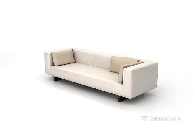 Modern Beige Fabric Sectional Sofa With Comfortable Cushions And Clean Lines 3d model