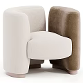 Elegant Modern Single Sofa With Beige Brown Two Tone Curved Armrest And Upholstered Seat Cushion