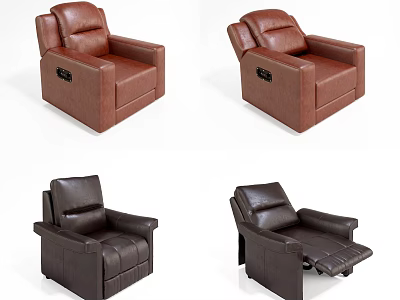 Brown And Black Leather Massage Chair With Reclining Function And Comfortable Design 3d model