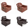 Brown And Black Leather Massage Chair With Reclining Function And Comfortable Design 3d model