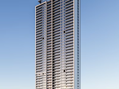 Modern High Rise Building Exterior With Glass Windows And Balconies Design 3d model