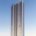 Modern High Rise Building Exterior With Glass Windows And Balconies Design