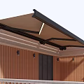 Retractable Patio Awning With Black Frame Beige Fabric And Built-in LED Light