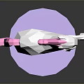 Low Poly Carousel Horse Decorative Figure With Pink Mane And Purple Base Pole