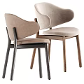 Modern Minimalist Dining Table Set With Round Top And Upholstered Chairs 3d model