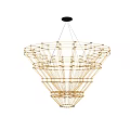 Modern Golden Chandelier with Geometric Frame and Multi layer Linear Design Structure 3d model