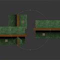 Cartoon Style Whimsical Houses With Green Roofs Brown Frames White Walls Windows Doors And Reflections