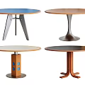 Various Designed Dining Tables With Different Metal Wooden Legs And Colorful Tabletops