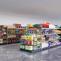 Well Organized Supermarket Shelves Display Assorted Food Items Beverages And Daily Necessities