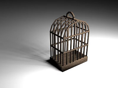 Vintage Detailed Birdcage with Arched Top and Square Dark Metal Base 3d model