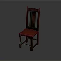 Red Wooden Leisure Chair with Simple Backrest Design and Sturdy Structure