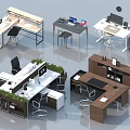 Modern Office Desk Designs With Wooden White Finishes Computer Monitors Ergonomic Chairs Green Plants