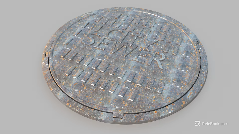 Rusty Metal City Sewer Manhole Cover With Textured Surface Urban Public Facility 3d model 