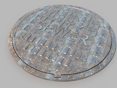 Rusty Metal City Sewer Manhole Cover With Textured Surface Urban Public Facility 3d model