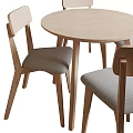 Modern Light Wood Dining Table Set With Four Chairs And Upholstered Seats 3d model