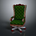 Green Quilted Office Chair With Red And White Trim And Swivel Base