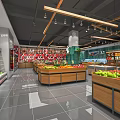 Modern Supermarket Department Store Featuring Fruit Vegetable Displays Neat Shelves Bright Lighting And Open Layout